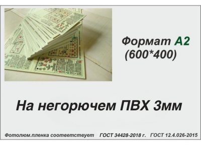 План эвакуации А2 (фотолюм.пленка, негорючий ПВХ 3 мм)